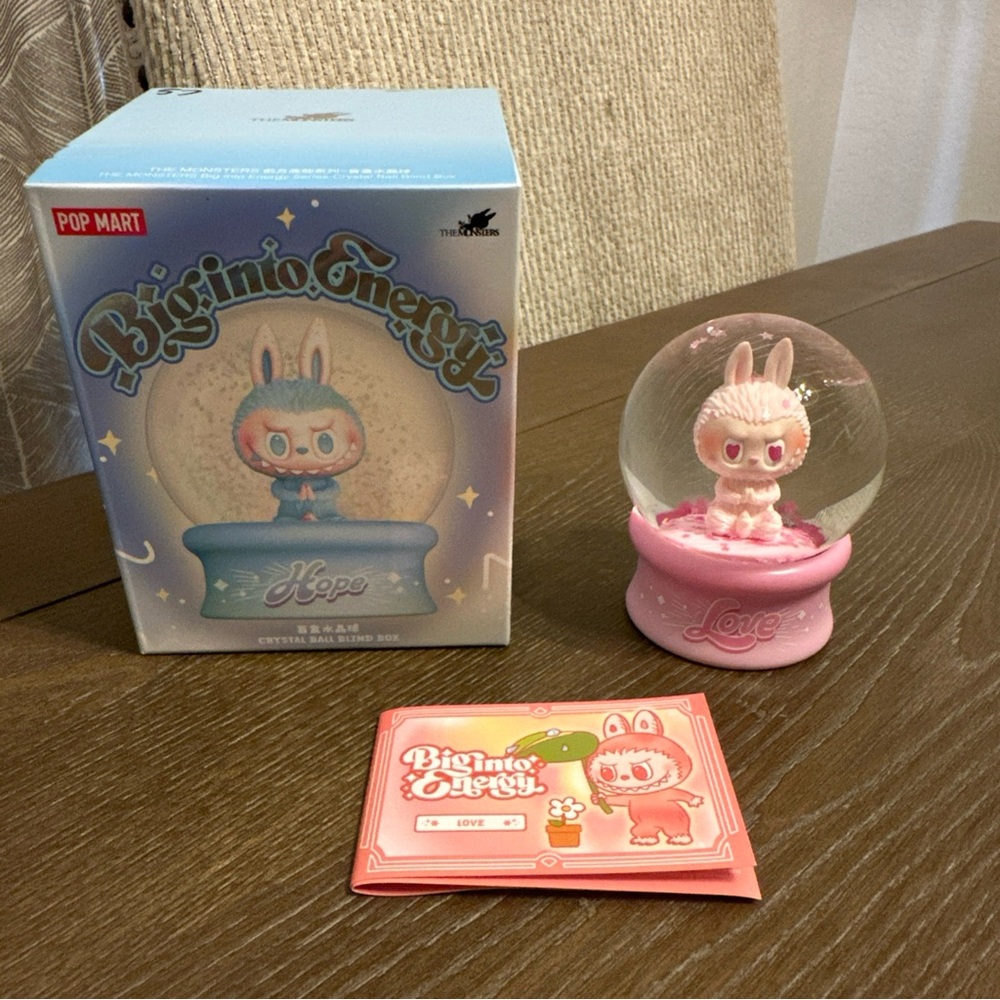 Authentic Pop Mart‎ Big Into Energy Labubu Crystal Ball Snow Globe New Love BIE